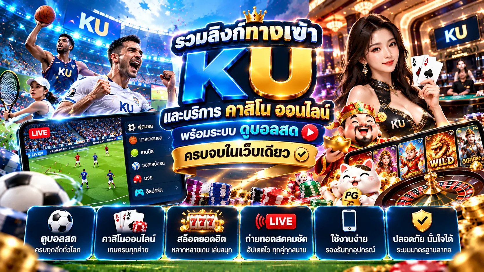 รวมลิงก์ทางเข้า KU และบริการ ค่า สิ โน ออนไลน์ พร้อมระบบ ดุ บอล สด ครบจบในเว็บเดียว